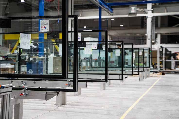 Aluminium and glass fabrication on the production floor