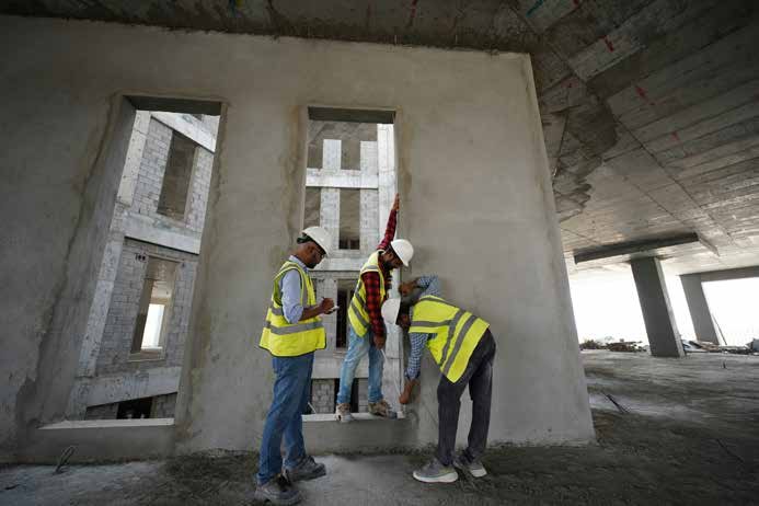 Site team installing a turnkey facade system